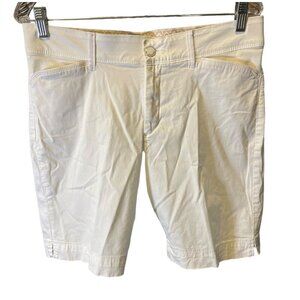 White Cotton Bermuda Walking Shorts Button Front Sz 12P
